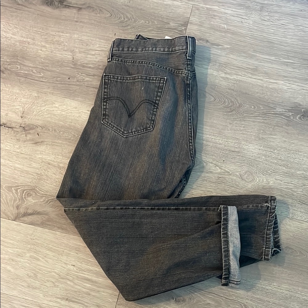 Men's Levi 505 Straight Fit Charcoal Jeans - 34 x 30